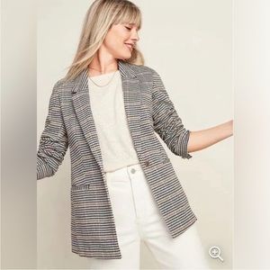 Old Navy Houndstooth Plaid Ponte Knit Blazer, Womens Small X-Small